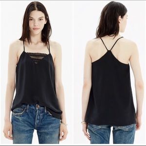 Madewell racer back lace camisole in a 4. 100% silk